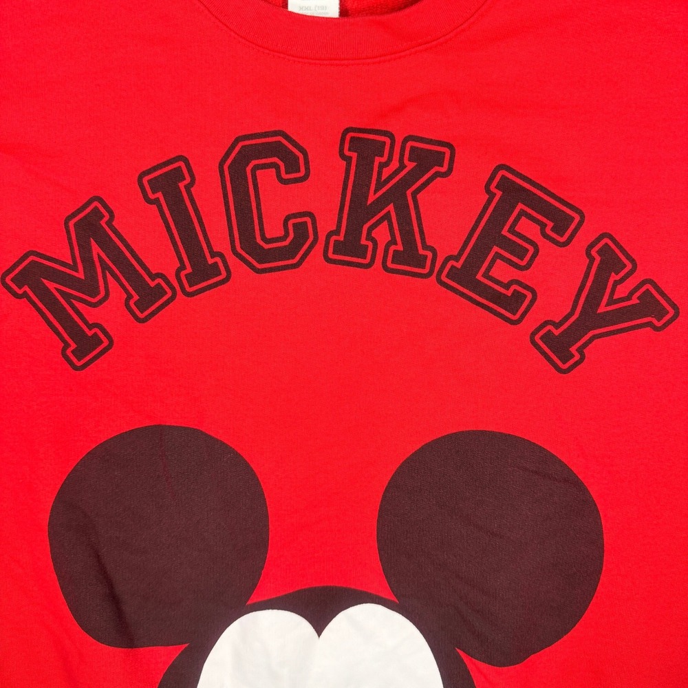 Disney Mickey Mouse Graphic Sweatshirt XXL 18 Red Peeking Mickey Cotton Blend - Picture 9 of 13